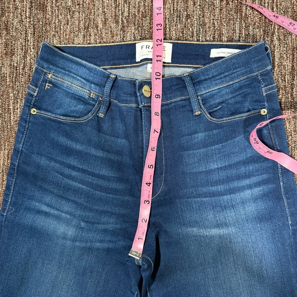 NWOT Frame Denim Le High Skinny Stagger Raw Hem Jeans Cropped Medium Wash 27 - Picture 6 of 10